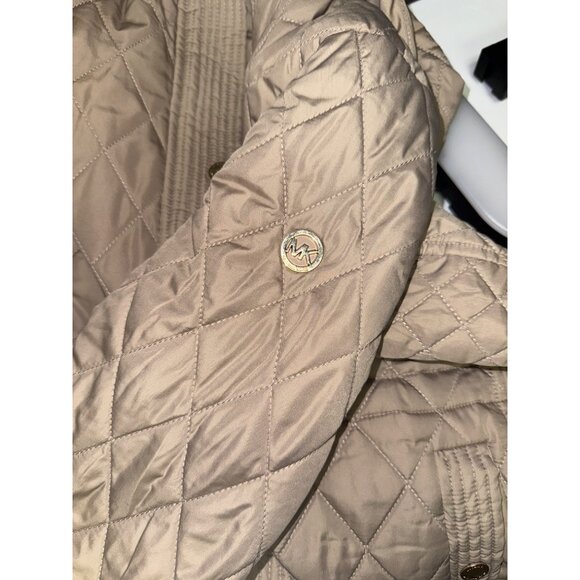 Michael Kors Anorak Women's Coat Quilted Jacket Tan Hooded Zip Size Small - Picture 13 of 13